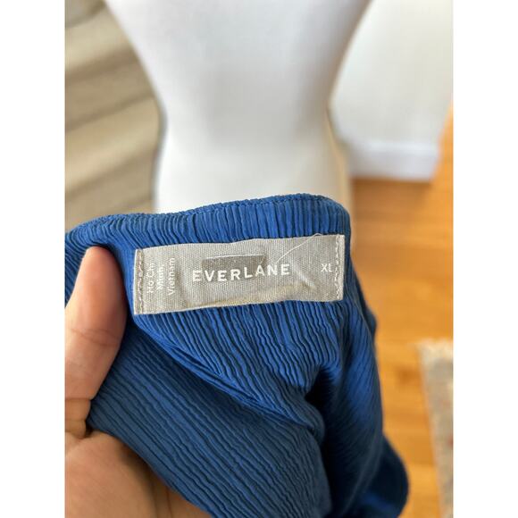 Everlane Cobalt Blue Crinkle Texture Scoop Neck Sleeveless Midi Shift Dress - Picture 6 of 7